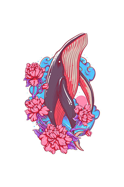 StoryGift Romania Sticker Autocolant 70CM Cu Balena, Flori, Val, Frunze, cu M...