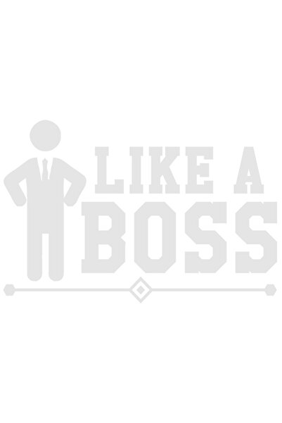 StoryGift Romania Sticker Autocolant 30CM Exterior cu textul "Ca un sef" - patron afacere , Vinyl Alb, 30 cm