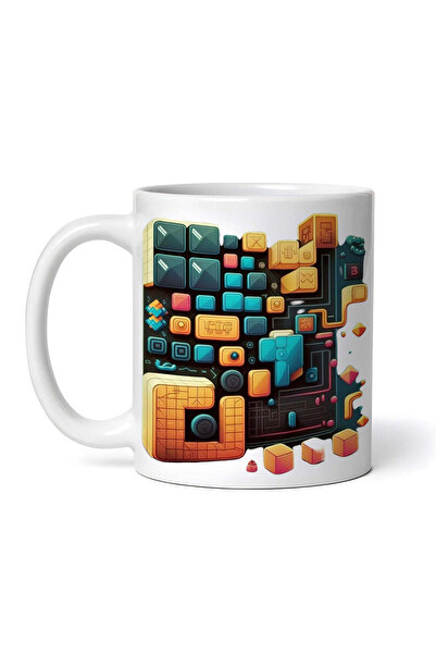 OEM Cană albă personalizată, Joc puzzle cu cuburi colorate, INOVATIX®. 330ml