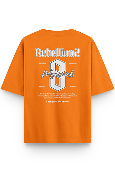 Overoz Помаранчева Oversize футболка Maveric 8 з написом Oversize з написом U...