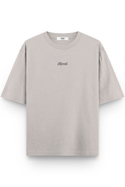 Overoz Кам'яний колір Напів-оверсайз Maveric 8 з написом Оверсайз з написом Унісекс футболка 1385