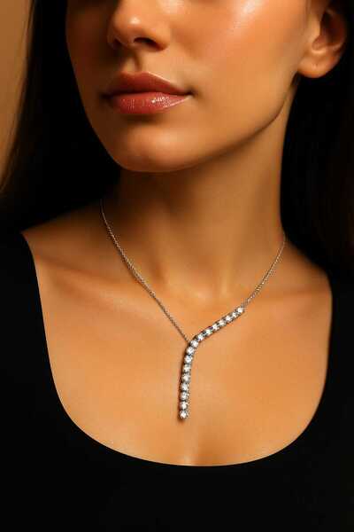 Anziano bijuteri قلادة نسائية على شكل حرف Y مرصعة بالأحجار قلادة على شكل حرف ...