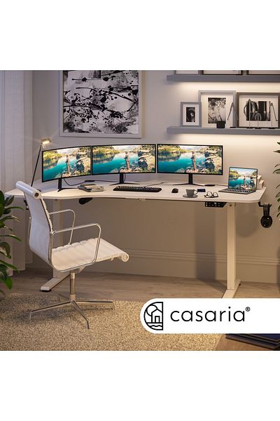 monzana Casaria Height Adjustable Desk, Top 160x75 cm, Height 73-118 cm, Memory Function, LCD Display