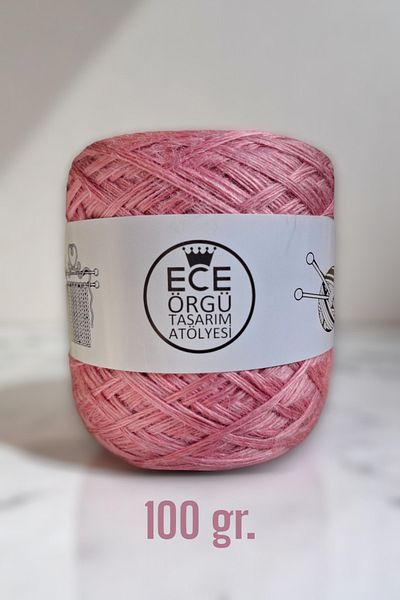 Ece Örgü Tasarım Atölyesi Πολύ καλής ποιότητας, 4 στρώσεις, ροζ, πολύ γυαλιστερό, λείο, μετάξι μουριάς, πλέξιμο στο χέρι σχοινί μείγματος μερίνο (100 γρ.)