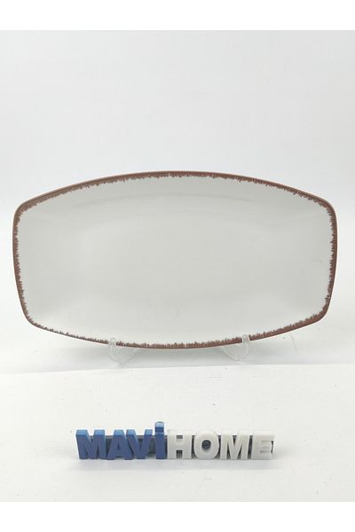 MAViHOME Colorful Edge Cream 27 X 15 cm Oval Boat Presentation Plate Single