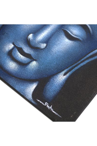 Co Tablou Buddha Finisat Manual cu Nisip Albastru, 60 x 80 cm