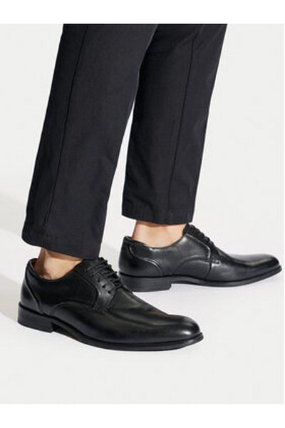 CLARKS Men's Half-boots black CLARKS-CRAFTARLO LACE BLACK LEATHER 26171449