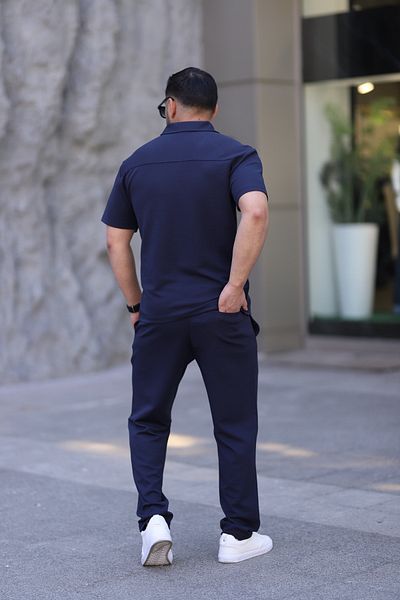 cto your style Men's Polo Neck T-Shirt Comfortable Tooling Zipper Detailed Bottom Top Suit