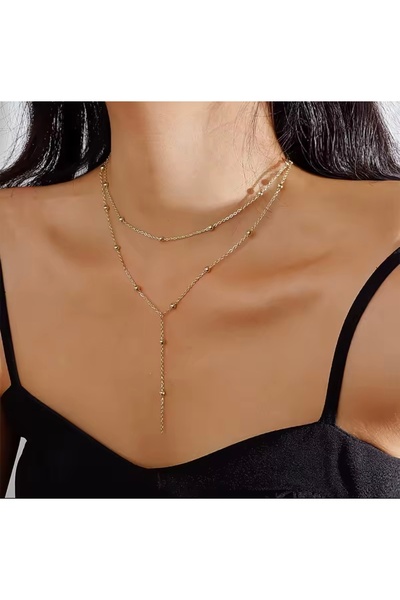derokas Y Necklace Steel New Season Dorika Topcuklu Elegant Stylish Model
