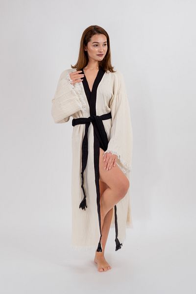 Befera Design Muslin Kimono 100% Cotton Tiger Printed Patterned Bathrobe Kaftan Dressing Gown