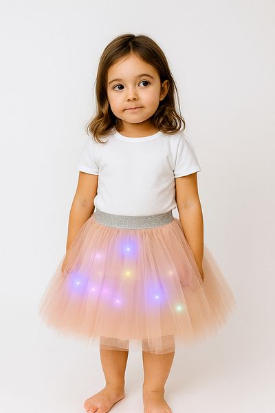 Beryka Led Light Tutu Skirt – Magical Glow for Girls - Lined, Salmon Color