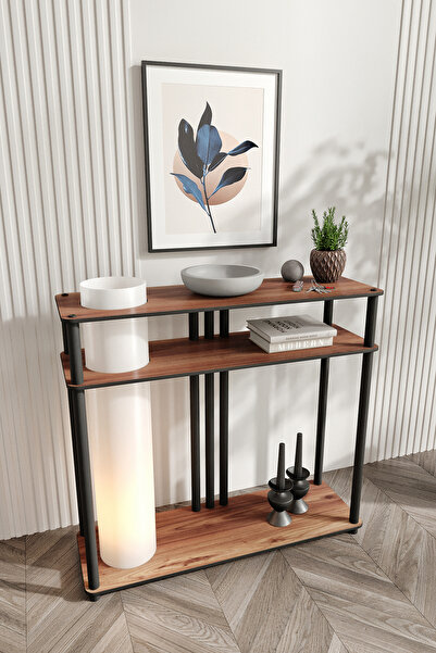 Genel Markalar Garcia Dresuar Dekoratif Raflı Lambader Ceviz, 1. Sınıf MDF ve PVC Başlık