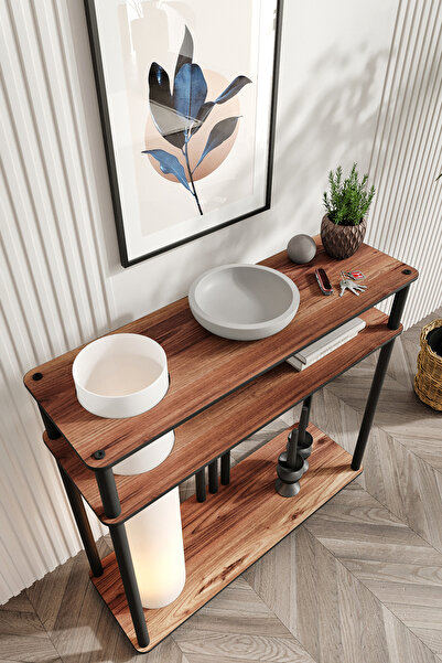 Genel Markalar Garcia Dresuar Dekoratif Raflı Lambader Ceviz, 1. Sınıf MDF ve PVC Başlık