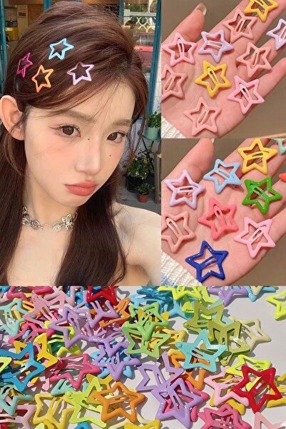 PREGIO 6'lı Yıldız Çıt Çıt Toka Renkli - Yıldızlı Çıtçıt Toka Metal