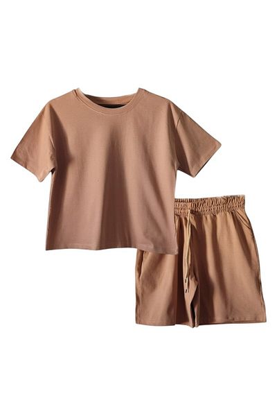 VivaJoy Women's Camel Pike Modal Fabric Shorts Top and Bottom Set