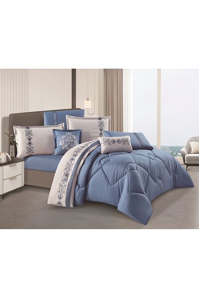 HOURS Horse Navrin 8-piece comforter set, embroidered with a modern and distinctive pattern, Carina-003