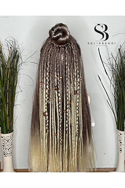 Selin Bengi Rasta Mix Afrika Örgü Toka 25'li 50cm - Koyu Kumral & Platin Ombreli