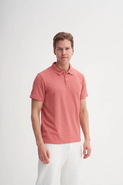 Cazador Polo Neck Dusty Rose Men's T-Shirt 4222