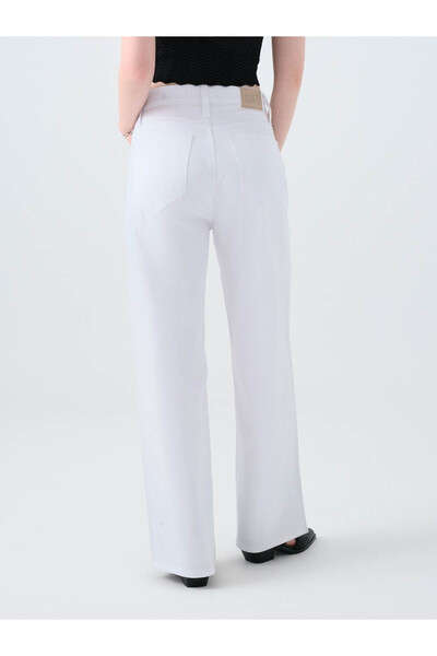 Loft Wide Leg Regular Fit Beyaz Kadın Jean Pantolon Lf2039976