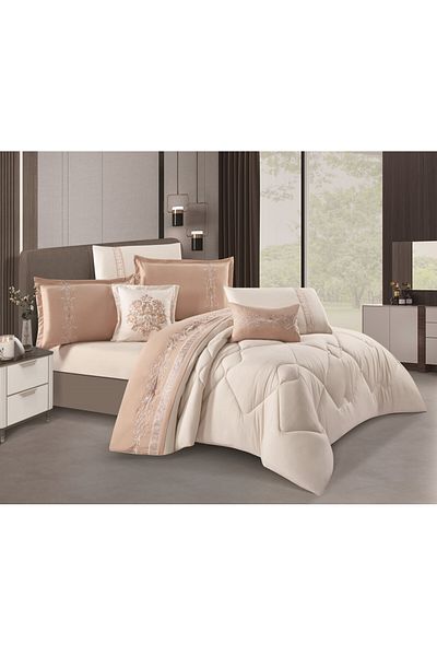 HOURS Horse Navrin 8-piece comforter set, embroidered with a modern and distinctive pattern, Carina-009