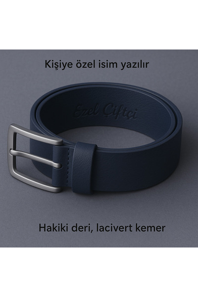 çiftçioğlu Kişiye Özel Lazer Baskılı Birinci Kalite Hakiki Deri 3.5cm Kemer