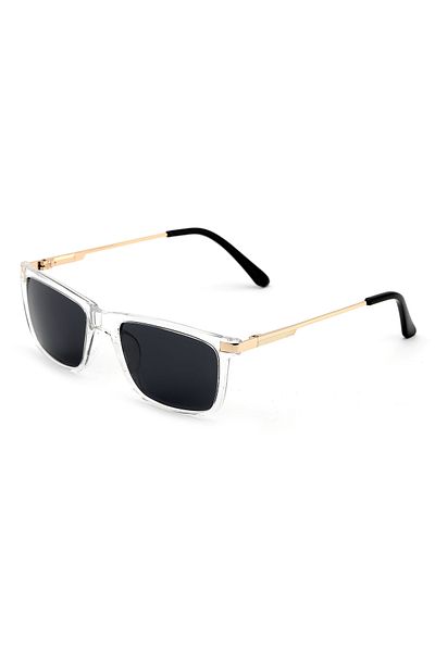 Angel Eyes Rectangle Design White Frame Black Glass Polarized Men's Goggle Ce Certified
