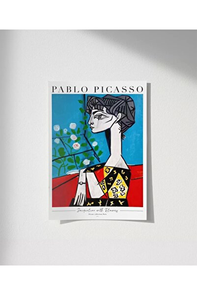 VOGLOO Çerçevesiz Poster Pablo Picasso Jacqueline with Flowers