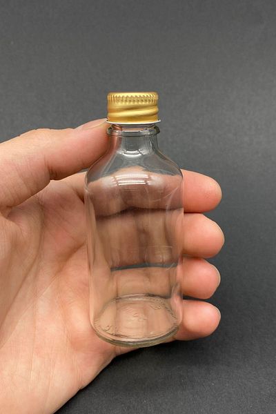 Tanemce 12 Pieces Transparent Glass Shot Bottle Leak Proof Gold Metal Cap Gift Fragrance Ornament Multi-Purpose Bottle 50ml