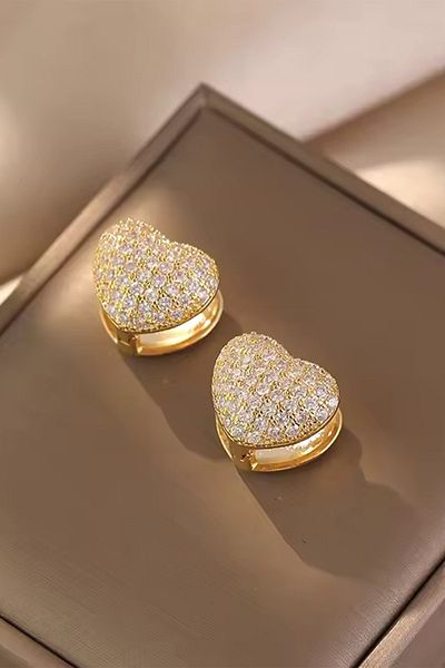 laria jewelry Heart of Rhinestone Bombe Earrings