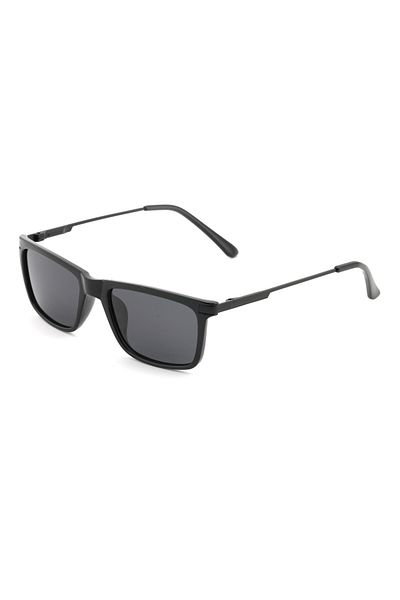 Angel Eyes Rectangle Design Black Frame Black Glass Polarized Men's Goggle Ce Certified