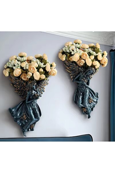 twins home art Obje Duvara Asmalı Melek Figürlü Kız-çiceklik SAĞ (İKİLİ SET İ...