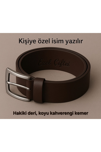 çiftçioğlu Kişiye Özel Lazer Baskılı Birinci Kalite Hakiki Deri 4.5cm Kemer