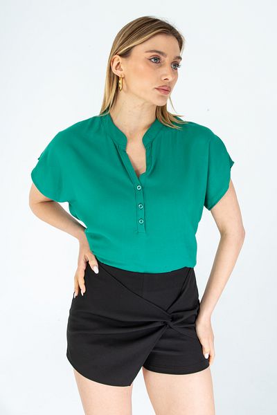 Nuevo Cămașă de damă Bat Viscose Half Patch Emerald Green