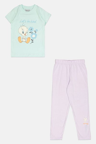 Looney Tunes Kids Girl 2 Pieces Tweety Bird Pajama Set, Multicolor