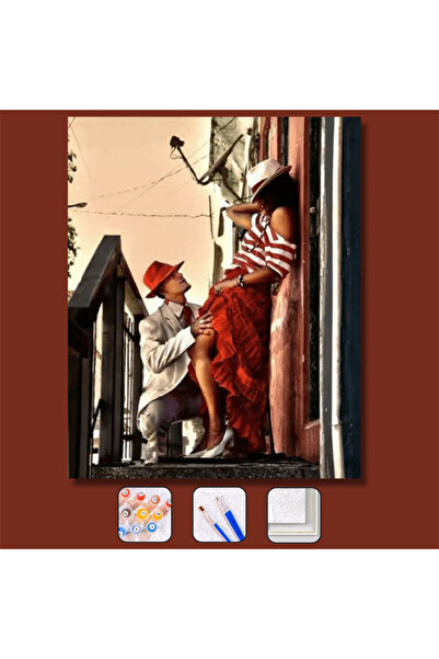 Pastelya Sayılarla Boyama Seti Çerçeveli Kasnaklı Aşka Dokunuş 40x50 cm