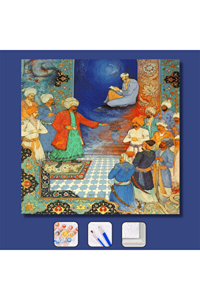 Pastelya Sayılarla Boyama Seti Çerçeveli Kasnaklı Osmanlı Fermanı 60x75 cm