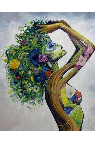 Pastelya Sayılarla Boyama Seti Çerçeveli Kasnaklı Doğa Ana 2 40x50 cm