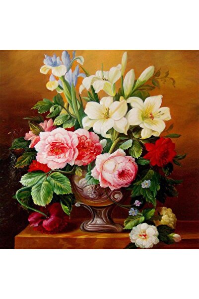 Pastelya Sayılarla Boyama Seti Çerçeveli Kasnaklı Çiçek Serisi 1 60x75 cm