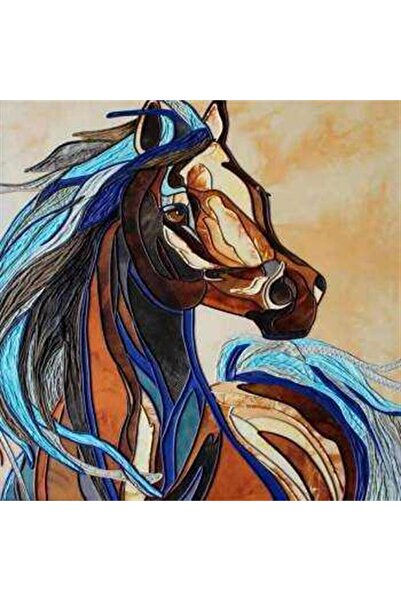 Pastelya Sayılarla Boyama Seti Çerçeveli Kasnaklı Mozaik At 40x50 cm