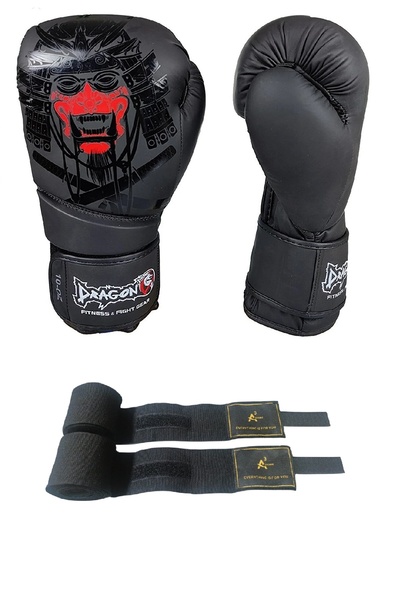 Dragondo Yakuza Kick Boks Eldiveni BoksEldiveni Muay Thai Eldiveni a3store 3,5 mt Siyah Boks Bandajlı set