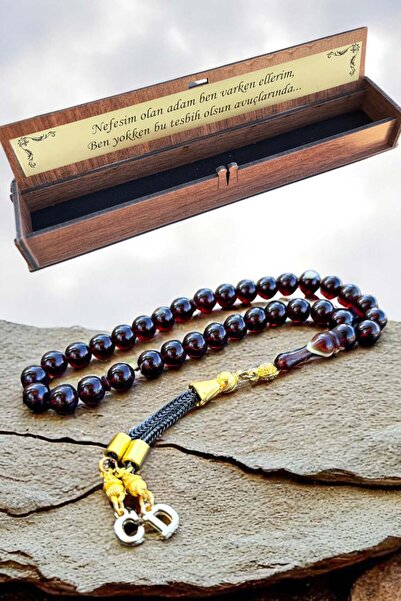 Atolyezone Sertifikalı Sıkma Ateş Kehribar Tesbih Hediyelik Harfli, İsimli Te...