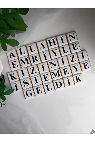 Beyaz Gelincik Tasarım Söz ve Nişan Çikolatası, Kız İsteme Çikolatası, Allah'...