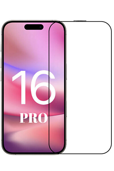 KVK PRİVACY iPhone 16 Pro Uyumlu Tam Kaplayan Temperli Ekran Koruyucu Darbe E...