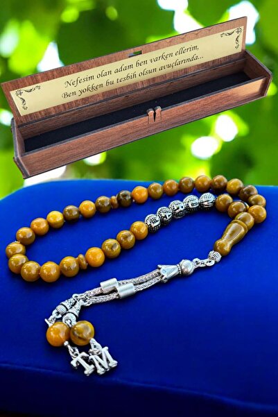 Atolyezone Sertifikalı Sıkma Ateş Kehribar Tesbih Hediyelik Harfli, İsimli Te...