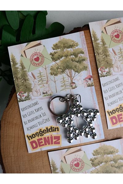 Beyaz Gelincik Tasarım Baby Gift Keychain, Baby Favor Keychain, Baby Shower Gift Keychain,