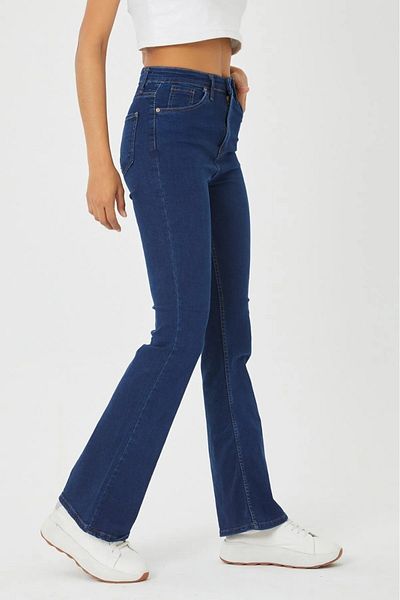 TugsatTasarTekstil Super High Waist Blue Flare Jean Women's Jeans