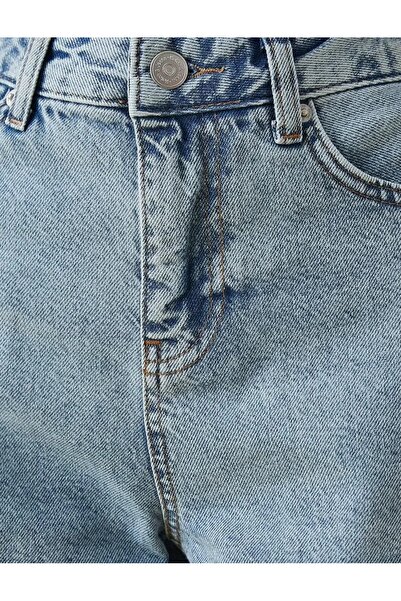 TugsatTasarTekstil Kadın Açık Mavi Kot Şort Duble Paça Denim Likralı Toparlayıcı Premium