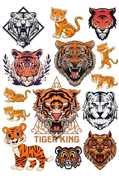 Reysa Tasarım مجموعة ملصقات النمر -2 15 قطعة هاتف، جهاز لوحي، كمبيوتر محمول، ...