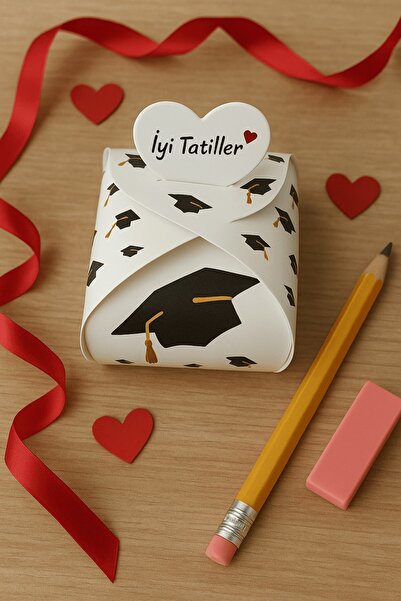 Emtory 15 Adet Mezuniyet Kep Kalpli Kutu - Bonibon Kutusu - Lokum Kutusu - Çi...