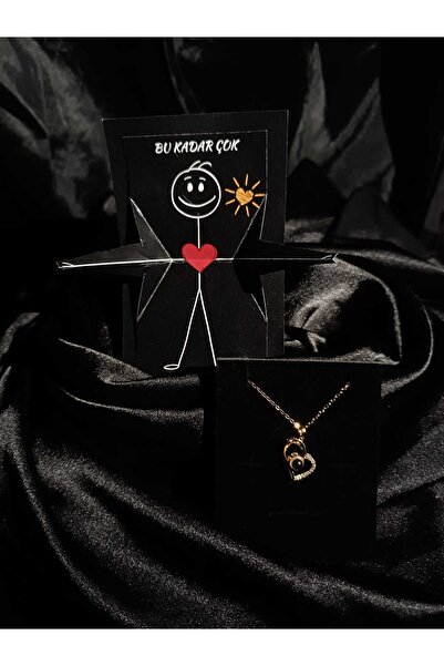 ALLEGORYA Çelik 100 Dilde Seni Seviyorum Kolye (gold) ve Seni Seviyorum Yazılı Kollarını Açan Kart